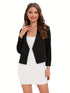 Damen Strickjacke ohne Kragen | Dreiviertelärmelige Jacke mit offener Vorderseite